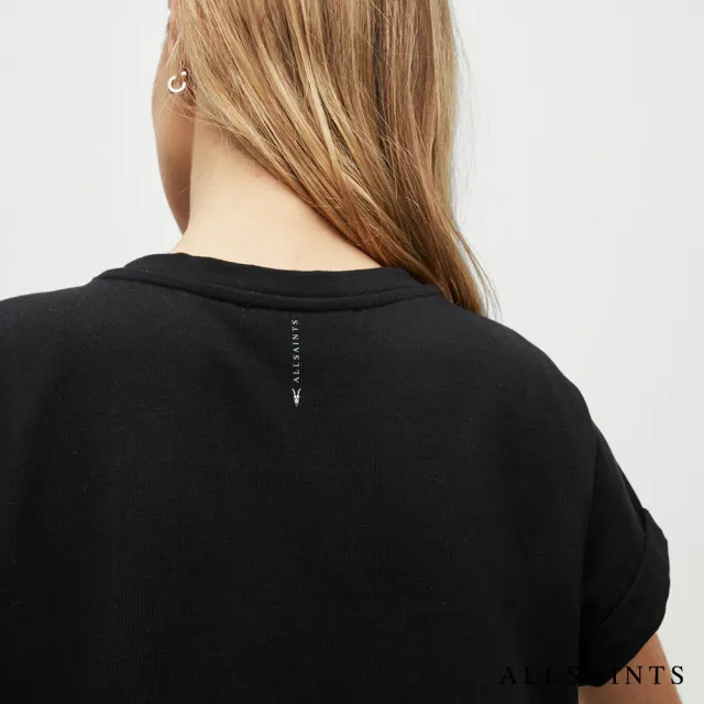【ALLSAINTS】ANNA 休閒厚實純棉公羊頭骨T恤式長版連身裙洋裝-黑 WD344Y(常規版型)