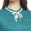 【PING】女款蝴蝶結素面抽針立領短袖POLO衫-綠(日本素材/GOLF/高爾夫球衫/RA23121-47)