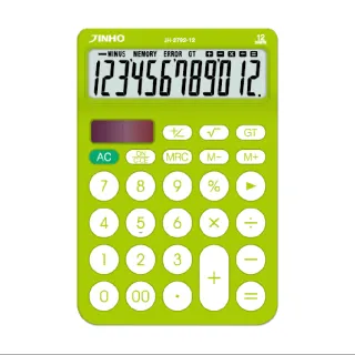 【JINHO 京禾】12位元太陽能雙電源極簡風格JH-2792-青蘋果綠(國考計算機 辦公室用品)