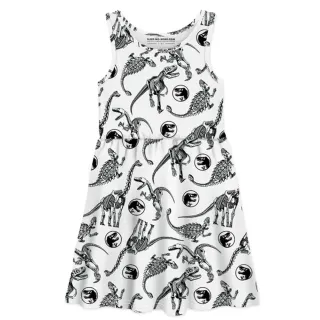 【Sleep No More】SLEEP NO MORE 100% 有機棉兒童無袖連身裙-侏儸紀公園/黑白恐龍標本