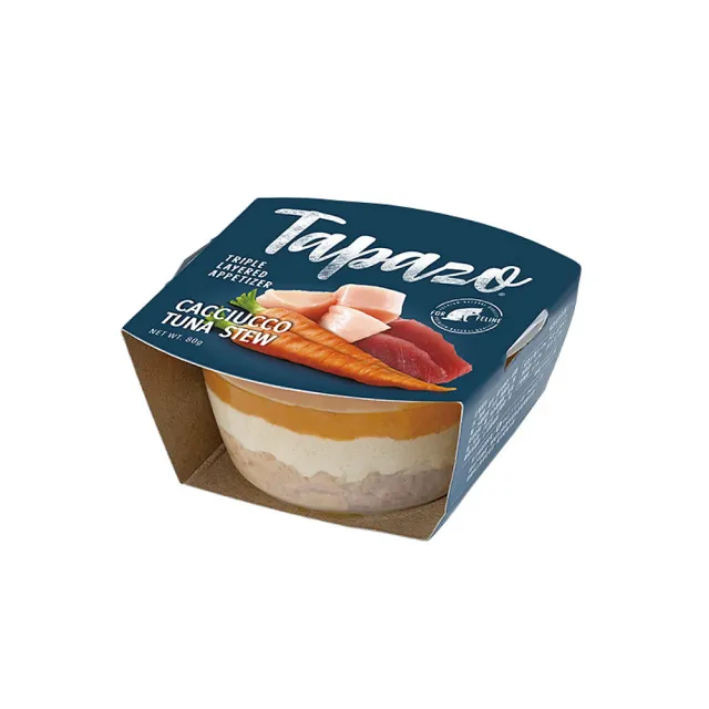 【TAPAZO 特百滋】開胃三層杯-貓用80g*12入組(貓餐盒 副食 全齡貓)