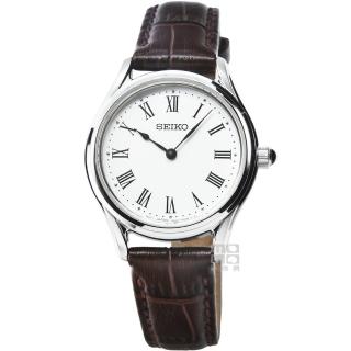 【SEIKO 精工】精工藍寶石時尚皮帶女錶-白(SWR071P1)