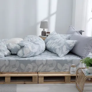 【IN-HOUSE】100%純棉雙層紗薄被套床包組-藤葉倩影(加大)