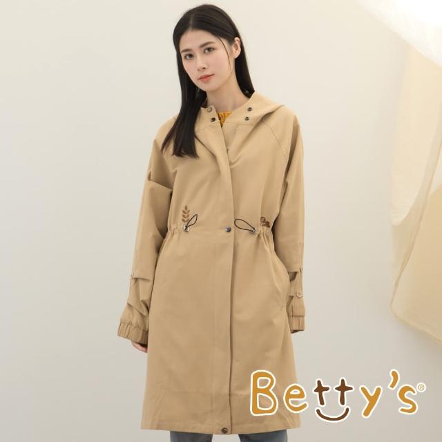 【betty’s 貝蒂思】抽繩打摺連帽長大衣(卡其)