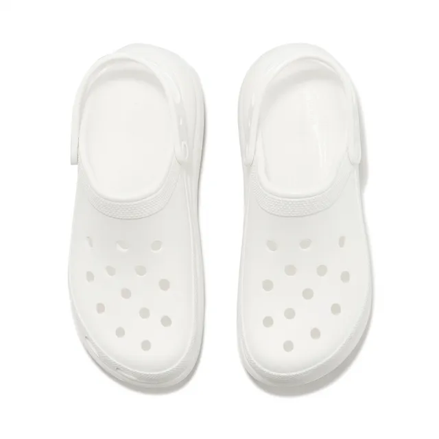 【Crocs】超厚底洞洞鞋 Classic Crush Clog 白 全白 男女鞋 經典泡芙 布希鞋 卡駱馳(207521100)