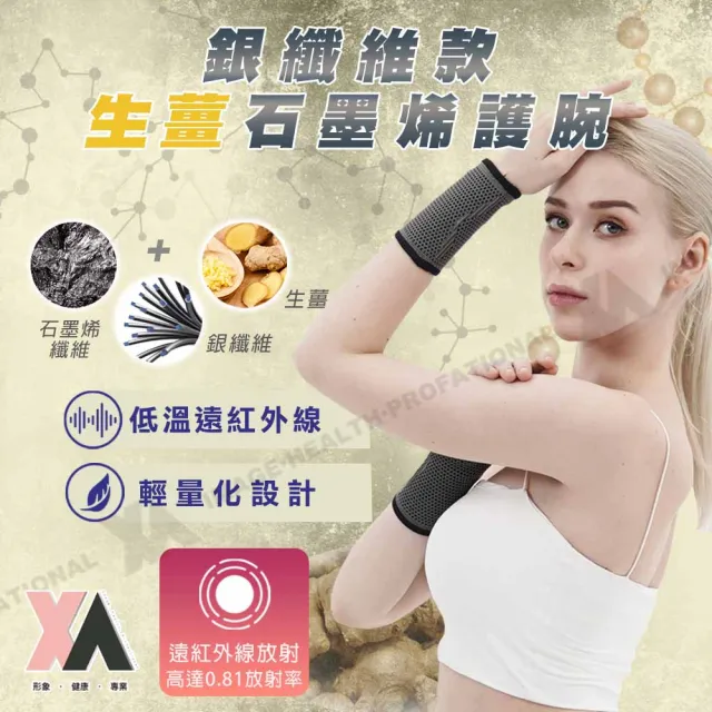 【XA】2.0銀纖維款生薑石墨烯護腕一雙入(低溫遠紅外線/護腕/健身防護/運動防護/健身護具/特降)