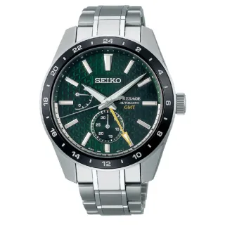 【SEIKO 精工】Presage 新銳系列 GMT機械錶-綠 42.2mm(6R64-00C0G/SPB219J1)