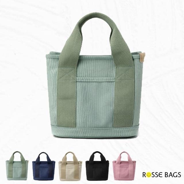 【Rosse Bags】百搭休閒手提托特帆布包(現+預  黑 / 粉 / 綠 / 深藍 / 卡其)