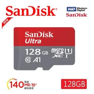 【SanDisk 晟碟】全新版 再升級 128GB Ultra microSDXC UHS-I A1 記憶卡(最高讀速 140MB/s 原廠10年保固)