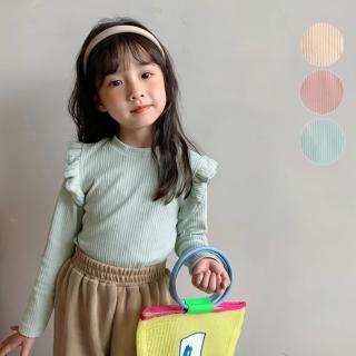 【橘魔法】百搭浪漫小飛袖直條紋長袖上衣(薄長袖 童裝 兒童 女童 中童)