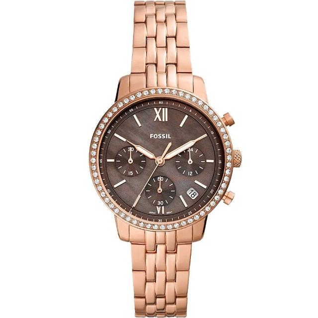 【FOSSIL】Neutra 輕奢雅致計時女錶 玫瑰金不鏽鋼鍊帶 36MM(ES5218)