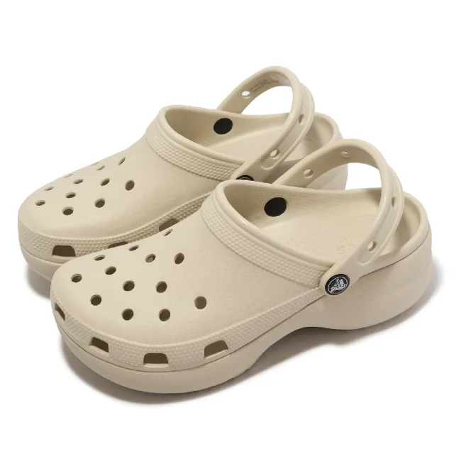 【Crocs】涼拖鞋 Classic Platform Clog W 女鞋 米咖 厚底 洞洞鞋 卡駱馳(2067502Y2)