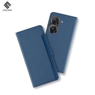 【CASE SHOP】ASUS Zenfone 9 前插卡側立式皮套(內襯卡片夾層)