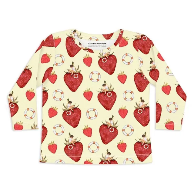 【Sleep No More】SLEEP NO MORE 100% 有機棉兒童圓領長袖上衣-草莓