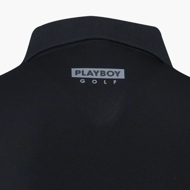 【PLAYBOY GOLF】男款花紗剪接短袖POLO衫-灰(吸濕排汗/抗UV/高爾夫球衫/AA20103-85)