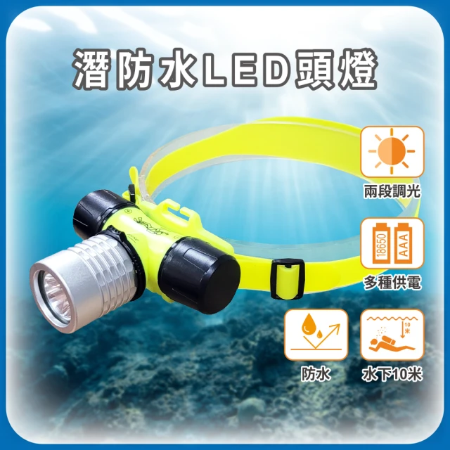 【明沛】潛防水LED頭燈(防水 防爆-水下10米-雙供電方式-兩段調光-MP7559)