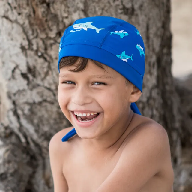 【Playshoes】嬰兒童抗UV防曬頭巾泳帽-鯊魚(抗紫外線快乾)