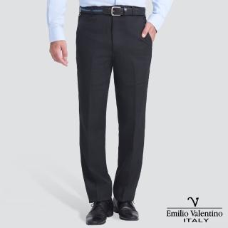 【Emilio Valentino 範倫提諾】經典紋理平面西裝褲(黑)