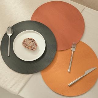 【YU Living 信歐傢居】PVC 圓形蛇皮壓紋餐墊二件組 桌墊 裝飾墊(二件一組/3色/直徑38cm/圓形)