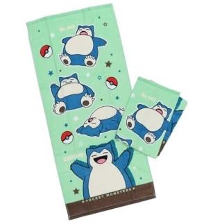 【小禮堂】寶可夢 卡比獸 棉質長毛巾2入組 34x75cm 《綠棕動作款》(平輸品)