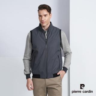 【pierre cardin 皮爾卡登】商務休閒 男款 休閒細格紋保暖背心-深灰色(5225361-47)