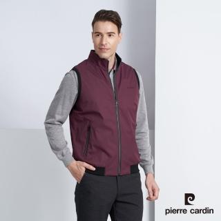 【pierre cardin 皮爾卡登】商務休閒 男款 休閒細格紋保暖背心-暗紅色(5225361-78)