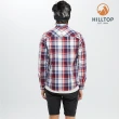 【Hilltop 山頂鳥】男款吸濕快乾抗UV長袖襯衫S05M66紅紫格