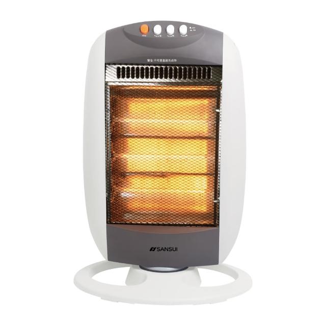 SANSUI 山水 SH-RU72 鹵素暖爐，採用高效鹵素加熱技術，提供最大 1200W / 最小 400W 功率輸出，適合臺灣 110V/60Hz 電壓使用。產品尺寸 360x270x530mm，重量僅 1.69kg，便於移動與收納。中國原產地製造，透過 BSMI 許可字號 R3E102 認證，保固 1 年。雖然無法設定溫度，但快速暖房效果優秀，是冬季居家辦公保暖的理想選擇。外箱尺寸 320x132x545mm，易於運輸。選用 SANSUI 山水 SH-RU72 鹵素式電暖器，享受舒適暖意！