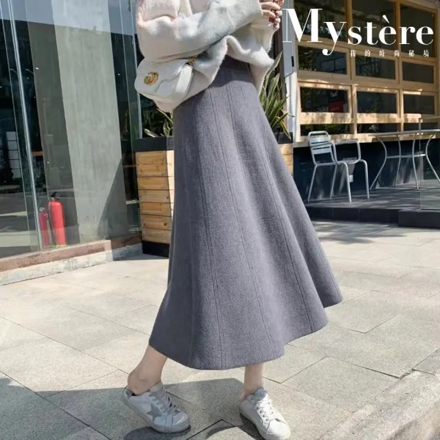 【my stere 我的時尚秘境】雙11 秋冬韓系氣質時尚A-Line顯瘦高腰裙(秋冬新款 A-Line 顯瘦 高腰