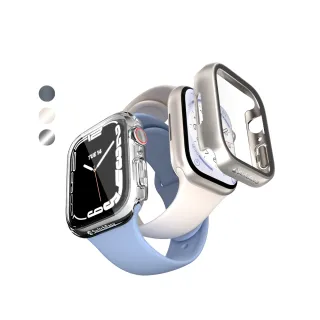 【SwitchEasy 魚骨牌】Apple Watch 9/8/7 41mm Hybrid 鋼化玻璃透明手錶殼(殼膜一體/通用S9)