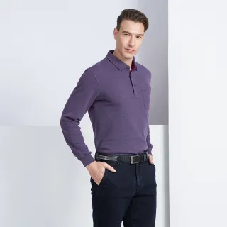 【pierre cardin 皮爾卡登】休閒服飾 石墨烯組織厚長袖polo衫-深紫色(5225211-28)