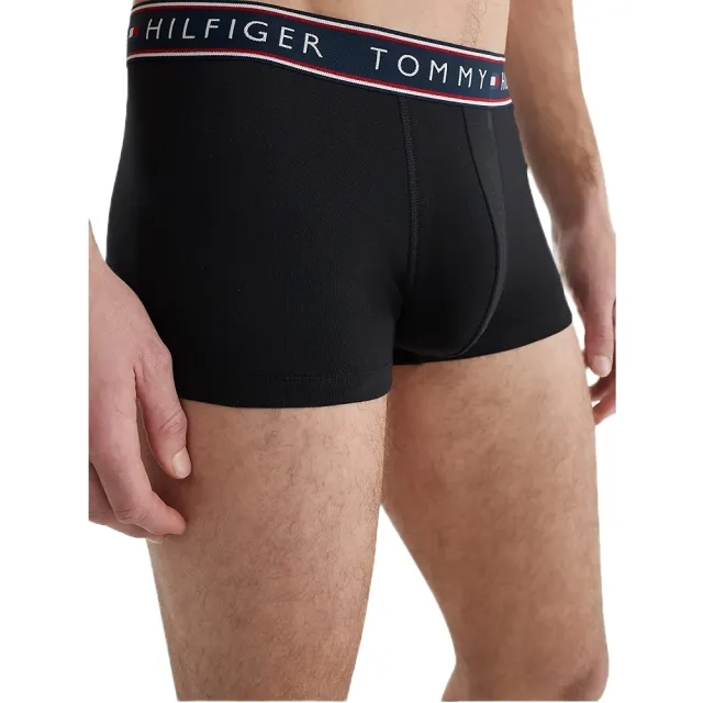 【Tommy Hilfiger】男生短版貼身內褲組 棉質彈力平口四角內褲 3件黑色盒裝 拳擊手褲型(短版貼身)