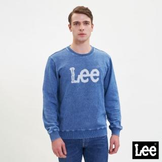 【Lee】男裝 長袖厚T / INDIGO 大LOGO印花 牛仔藍 標準版型(LL220039BHR)