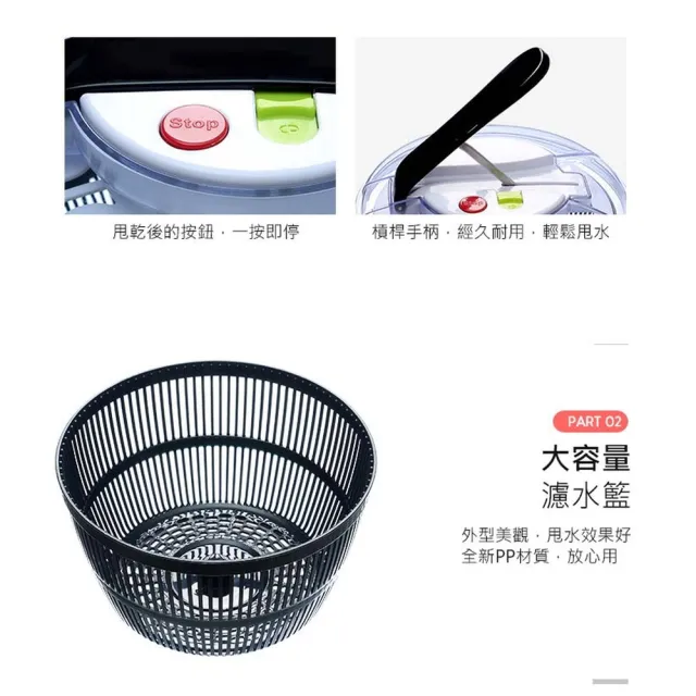【ROYAL LIFE】大容量5L省力按壓蔬菜脫水器(大容量 槓桿按壓 蔬菜脫水器 瀝水籃 多功能)