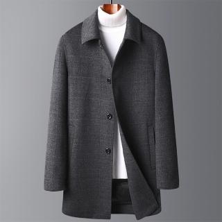 【米蘭精品】現貨+預購 毛呢外套羊毛大衣(保暖修身休閒真90%白鴨絨羽絨內膽男外套74de165)