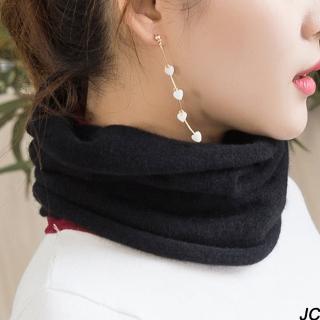 【JC Collection】羊絨針織保暖舒適素面百搭套頭圍巾圍脖(黑色；深灰色、駝色)