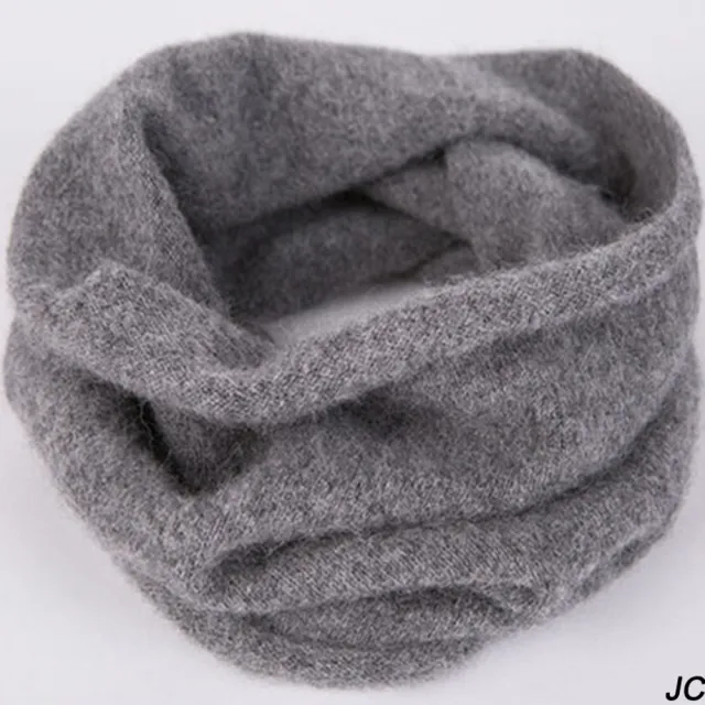 【JC Collection】羊絨針織保暖舒適素面百搭套頭圍巾圍脖(黑色；深灰色、駝色)