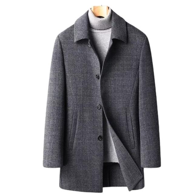 【米蘭精品】現貨+預購 毛呢外套羊毛大衣(保暖中長款加厚真90%白鴨絨羽絨內膽男外套74de156)