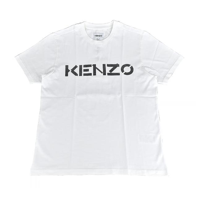 【KENZO】KENZO黑色印字LOGO綿質圓領短袖T恤(男款x白)