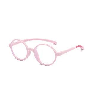 【ALEGANT】繽紛霧感蜜桃粉兒童專用輕量矽膠彈性圓框UV400濾藍光眼鏡(防藍光必備/戒不掉3C就來保護眼睛)