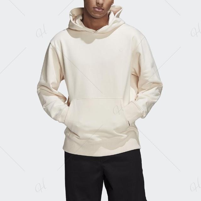 【adidas 愛迪達】上衣 男款 女款 長袖上衣 帽T 運動 三葉草 國際碼 C Hoodie FT 米白紫 HK2936