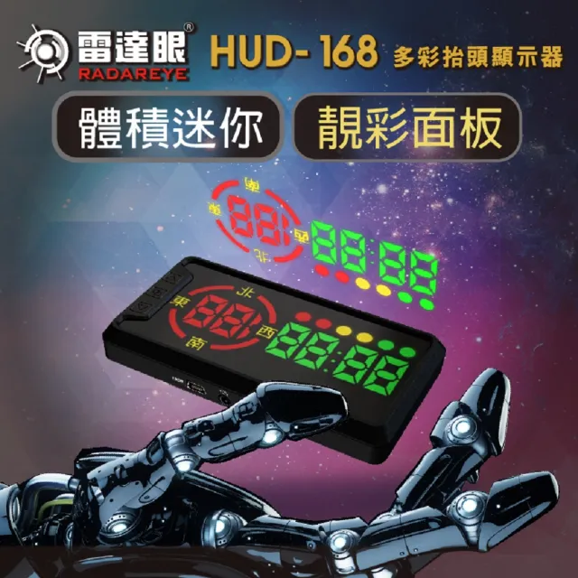 【征服者】雷達眼HUD-168 多彩抬頭顯示器 流動式預警(區間測速 科技執法 一鍵更新 )
