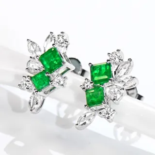 【禾美珠寶】天然哥倫比亞祖母綠耳環SN325(PT950鉑金)