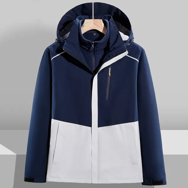 【巴黎精品】現貨+預購 衝鋒衣連帽夾克(拼色加絨加厚三合一男女外套8色p1aj9)