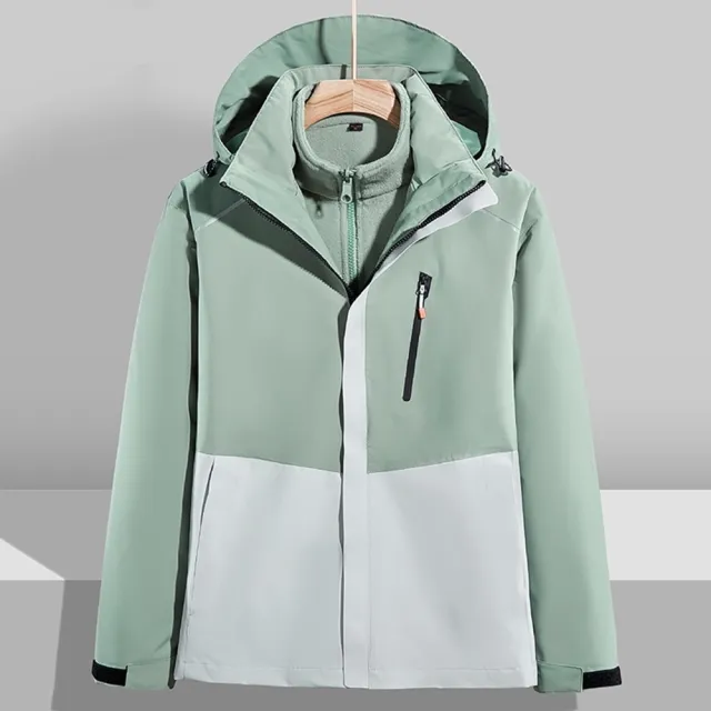 【巴黎精品】現貨+預購 衝鋒衣連帽夾克(拼色加絨加厚三合一男女外套8色p1aj9)
