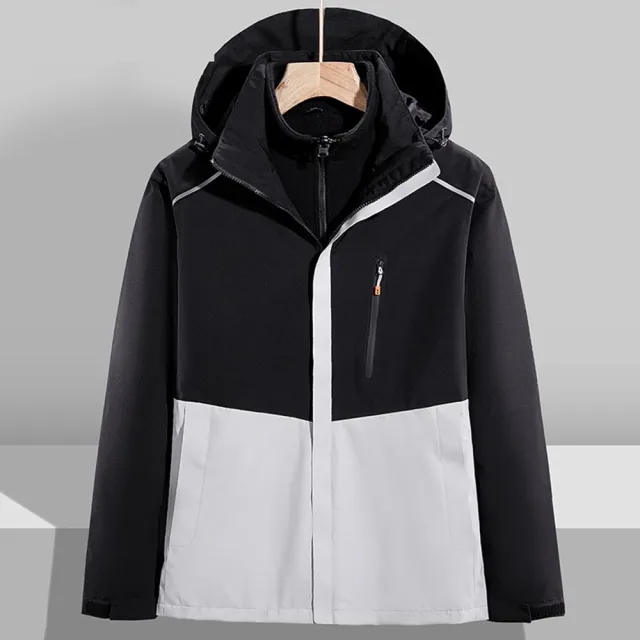 【巴黎精品】現貨+預購 衝鋒衣連帽夾克(拼色加絨加厚三合一男女外套8色p1aj9)