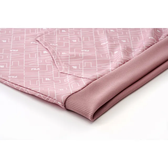【FILA官方直營】男吸濕排汗連帽長袖T恤-粉色(1TEW-5302-PK)
