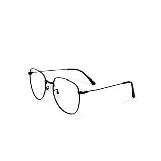 【ALEGANT】法式經典飛官款純黑細框百搭UV400濾藍光眼鏡(日系簡約文青飛行員設計濾藍光眼鏡)