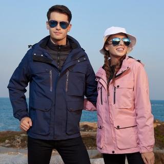【巴黎精品】現貨+預購 衝鋒衣連帽夾克(保暖羽絨三合一防風防水男女外套10色p1aj12)