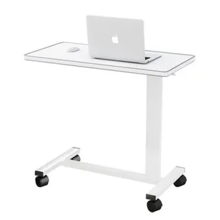 【E家工廠】氣壓升降活動邊桌 移動式升降桌  床邊桌   筆電桌 電腦桌(118-氣壓升降桌（白色）)